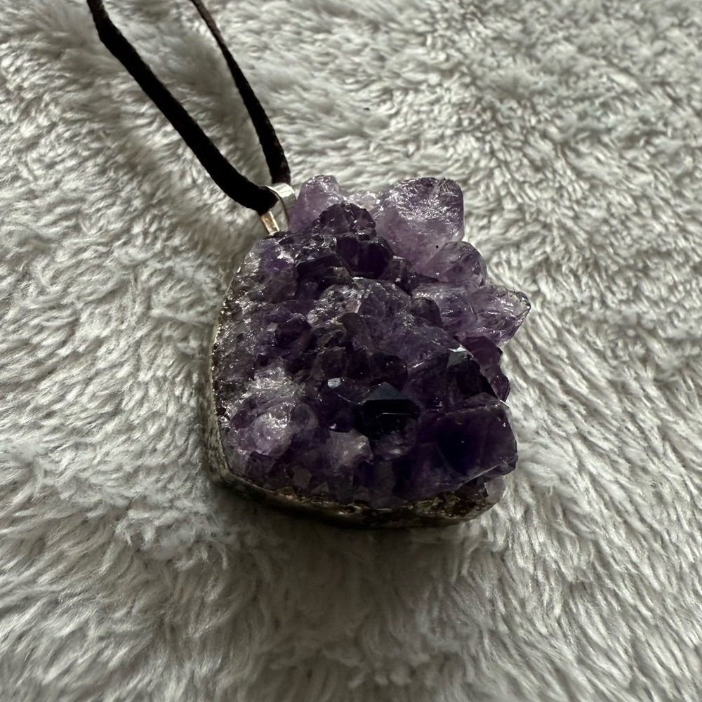 Purple Amethyst Natural Crystal Pendant Necklace